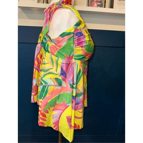 BECCA ETC Plus Size Costa Bella Tie-Strap Tankini Swim Top - Picture 3 of 5